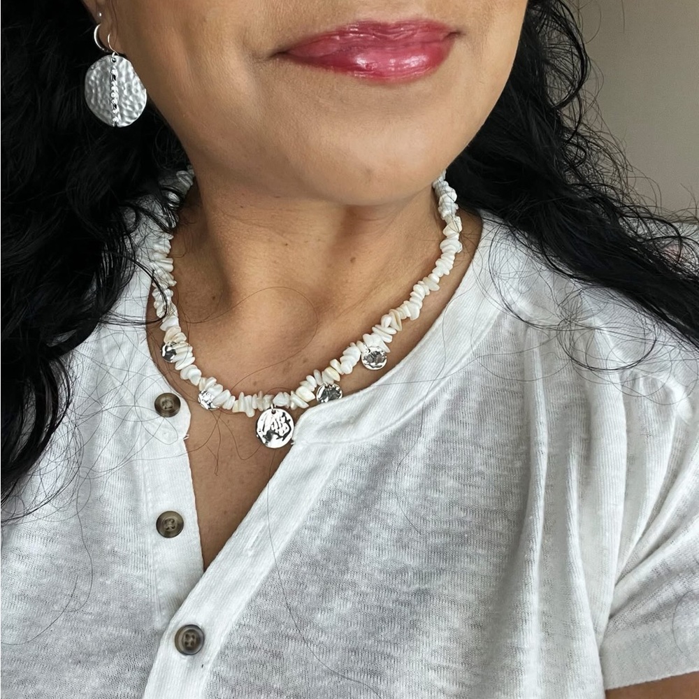 Park Lane Cove Necklace - White Shell Necklace with Silver Accents - Picture 2 of 5